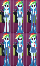 Size: 492x792 | Tagged: safe, artist:blessranger, rainbow dash, human, equestria girls, g4, bare shoulders, boots, clothes, high heel boots, jacket, shirt, shoes, simple background, skirt, sleeveless, solo, strapless, tank top