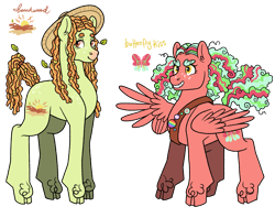 Size: 3835x2877 | Tagged: safe, artist:fizzmitz, oc, oc:beachwood, oc:butterfly kiss, earth pony, pegasus, pony, cloven hooves, duo, earth pony oc, female, high res, magical lesbian spawn, mare, offspring, parent:fluttershy, parent:tree hugger, parents:flutterhugger, pegasus oc, siblings, simple background, sisters, transgender, transparent background, unshorn fetlocks