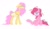 Size: 1000x588 | Tagged: safe, artist:partyponypower, fluttershy, pinkie pie, earth pony, pegasus, pony, g4, colored wings, colored wingtips, duo, floppy ears, messy mane, simple background, white background, wings