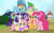 Size: 1024x630 | Tagged: safe, artist:velveagicsentryyt, applejack, fluttershy, pinkie pie, rainbow dash, rarity, spike, twilight sparkle, alicorn, earth pony, pegasus, pony, unicorn, g4, alternate design, apron, clothes, crown, deviantart watermark, female, gigachad spike, jewelry, lying down, male, mane seven, mane six, mare, obtrusive watermark, older, older applejack, older fluttershy, older pinkie pie, older rainbow dash, older rarity, older spike, older twilight sparkle (alicorn), ponyville town hall, prone, regalia, sweater, twilight sparkle (alicorn), watermark