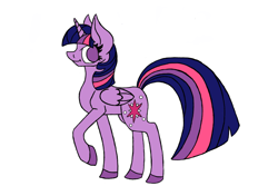 Size: 1080x720 | Tagged: safe, artist:rebepony, twilight sparkle, alicorn, pony, g4, no pupils, profile, raised hoof, simple background, solo, twilight sparkle (alicorn), white background