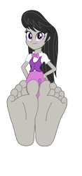 Size: 1500x3200 | Tagged: safe, artist:ponyalfonso, octavia melody, human, equestria girls, g4, barefoot, base used, clothes, cutie mark on clothes, feet, female, fetish, foot fetish, foot focus, purple eyes, simple background, smiling, soles, solo, transparent background, vector