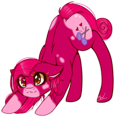 Size: 679x625 | Tagged: safe, artist:kat-the-true-kitkat, oc, oc only, earth pony, pony, commission, earth pony oc, eyelashes, face down ass up, female, floppy ears, mare, simple background, solo, transparent background, ych result