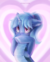 Size: 2550x3160 | Tagged: safe, artist:stearinka, oc, oc:triksa, lamia, original species, adorable face, blushing, cute, high res, simple background