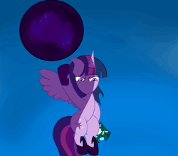 Size: 1920x1680 | Tagged: safe, artist:the lunar archer, twilight sparkle, alicorn, pony, g4, angry, animated, bell, cutie mark, dragon ball, dragon ball z, energy ball, female, flying, grogar's bell, looking down, mare, sky, solo, thighs, twilight sparkle (alicorn)
