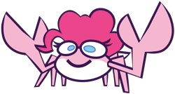 Size: 4625x2470 | Tagged: safe, artist:threetwotwo32232, pinkie pie, crab, g4, crabified, simple background, solo, species swap, transparent background
