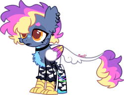 Size: 1489x1146 | Tagged: safe, artist:kurosawakuro, oc, hippogriff, base used, colored wings, interspecies offspring, magical lesbian spawn, multicolored wings, offspring, parent:gilda, parent:rainbow dash, parents:gildash, simple background, solo, transparent background, wings