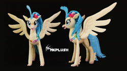 Size: 1280x720 | Tagged: safe, artist:nekokevin, princess skystar, hippogriff, g4, my little pony: the movie, black background, commission, female, irl, looking at you, photo, plushie, simple background, solo, spread wings, wings