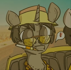 Size: 1101x1079 | Tagged: safe, oc, pony, unicorn, cigarette, crossover, fear and loathing in las vegas, hunter s. thompson, ponified