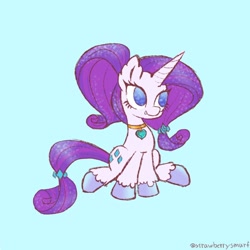 Size: 800x800 | Tagged: safe, artist:flutterberrypie, part of a set, rarity, pony, g4, alternate hairstyle, choker, female, gradient background, redesign, simple background, smiling, solo, unshorn fetlocks
