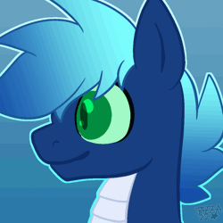 Size: 560x560 | Tagged: safe, artist:greeddeer, artist:loopdalamb, oc, oc only, oc:maelstrom (ponkus), dragon, hybrid, pegasus, pony, animated, closed mouth, gif, gradient background, icon, open mouth, smiling, solo, turned head