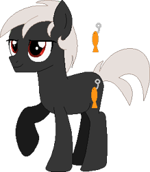 Size: 299x342 | Tagged: safe, artist:selenaede, artist:victorfazbear, earth pony, fish, pony, g4, crossover, cutie mark, male, older, pingu, pingu (character), ponified, raised hoof, raised leg, red eyes, rule 85, simple background, stallion, tail, teenager, transparent background, white hair, white mane, white tail