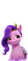 Size: 339x736 | Tagged: safe, pipp petals, pegasus, pony, g5, adorapipp, cute, female, headband, jewelry, mare, royalty, simple background, solo, tiara, transparent background