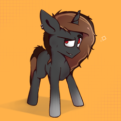 Size: 3000x3000 | Tagged: safe, artist:rainyvisualz, oc, oc only, oc:kyanite mocha, pony, unicorn, ear piercing, gradient hooves, high res, horn, looking at you, male, piercing, simple background, solo, stallion