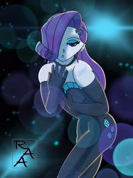 Size: 2048x2732 | Tagged: safe, artist:rickardt, rarity, human, equestria girls, equestria girls series, g4, the other side, abstract background, bare shoulders, bedroom eyes, clothes, evening gloves, eyelashes, female, gloves, high res, long gloves, sleeveless, solo, strapless
