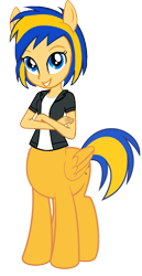 Size: 1128x2178 | Tagged: safe, artist:205tob, oc, oc only, oc:flare spark, centaur, taur, equestria girls, g4, clothes, crossed arms, cute, female, jacket, looking at you, shirt, simple background, smiling, solo, species swap, transparent background