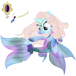 Size: 1920x1920 | Tagged: safe, artist:icydreamarts, oc, oc only, alicorn, seapony (g4), base used, dorsal fin, female, fin wings, fins, fish tail, flowing mane, flowing tail, horn, jewelry, mare, necklace, pearl necklace, seaponified, simple background, smiling, solo, species swap, tail, transparent background, wings