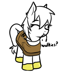 Size: 382x468 | Tagged: safe, artist:neuro, oc, oc only, earth pony, pony, clothes, cute, eyes closed, female, filly, foal, mouth hold, ocbetes, shoes, smiling, solo
