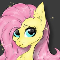 Size: 768x768 | Tagged: safe, artist:drakekok, fluttershy, pony, g4, bust, solo, sparkles