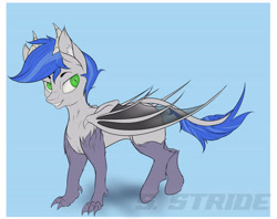 Size: 5978x4735 | Tagged: safe, artist:shade stride, oc, oc only, oc:shade stride, kyrion, original species, bat wings, claws, horns, smiling, solo, tail, wings