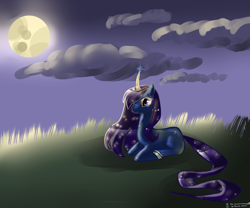 Size: 3000x2500 | Tagged: safe, artist:aquagalaxy, oc, oc only, oc:solar eclipse, alicorn, pony, high res, lying, moon, ponyloaf, prone, solo