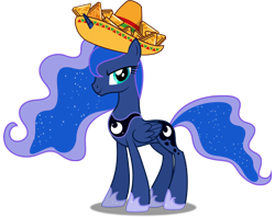 Size: 1138x900 | Tagged: editor needed, safe, artist:dashiesparkle, edit, princess luna, alicorn, pony, series:ponyashnost, g4, chips, ethereal mane, ethereal tail, folded wings, food, hoof shoes, horn, horn impalement, nachos, princess shoes, simple background, slender, solo, sombrero, tail, thin, transparent background, wings