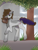 Size: 768x1024 | Tagged: safe, artist:south, oc, oc only, oc:cj vampire, earth pony, pony, looking back, scene, shopping, solo, tree