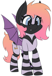 Size: 2056x3000 | Tagged: safe, artist:brainiac, oc, oc only, unnamed oc, bat pony, pony, bat pony oc, bat wings, cute, fangs, female, high res, mare, ocbetes, requested art, simple background, smiling, solo, spread wings, transparent background, wings