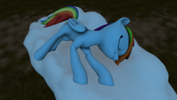 Size: 3840x2160 | Tagged: safe, artist:derpy_fan, rainbow dash, pegasus, pony, g4, 3d, cloud, eyes closed, female, folded wings, high res, mare, night, sleeping, solo, source filmmaker, wings