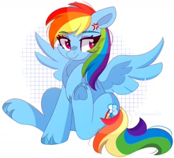 Size: 1652x1497 | Tagged: safe, artist:cinnamontee, rainbow dash, pegasus, pony, g4, angry, chart, cross-popping veins, cute, dashabetes, eye clipping through hair, eyebrows, eyebrows visible through hair, female, frog (hoof), frown, madorable, mare, raised hoof, signature, simple background, sitting, solo, spread wings, underhoof, white background, wings
