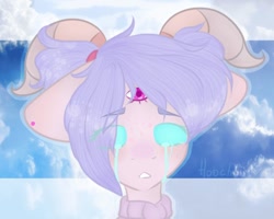 Size: 1280x1024 | Tagged: safe, artist:hoochuu, oc, oc only, pony, bust, commission, crying, horns, solo, third eye, ych result
