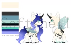 Size: 1280x853 | Tagged: safe, artist:hoochuu, oc, oc only, hybrid, pony, butterfly wings, chest fluff, commission, duo, simple background, unshorn fetlocks, white background, wings, ych result