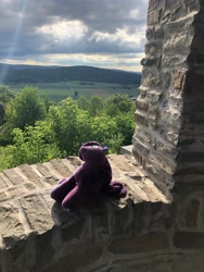 Size: 3024x4032 | Tagged: safe, princess luna, g4, beautiful, castle, irl, nature, outdoors, photo, plushie, valley, window