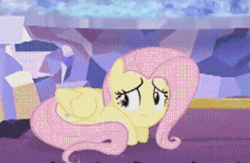 Size: 272x177 | Tagged: safe, screencap, fluttershy, pegasus, pony, castle sweet castle, season 5, adorable distress, animated, blinking, cropped, cute, cutie map, eye, eyelashes, eyes, female, folded wings, gif, pink hair, shyabetes, solo, wings