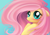 Size: 929x649 | Tagged: safe, artist:joellethenose, fluttershy, pegasus, pony, g4, big eyes, cute, female, floppy ears, gradient background, long hair, looking at you, mare, shyabetes, signature, smiling, solo, windswept mane