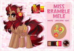 Size: 1600x1093 | Tagged: safe, artist:thehaywaiianhorse, oc, oc:bramble angel mele, pony, female, mare, reference sheet, solo