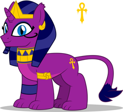 Size: 1280x1166 | Tagged: safe, artist:mlp-trailgrazer, oc, oc:smenkhkare, pony, sphinx, unicorn, simple background, solo, transparent background