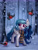 Size: 2300x3000 | Tagged: safe, artist:irinamar, oc, oc only, bat pony, bird, pony, clothes, forest, high res, scarf, snow, snowfall, solo