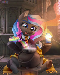 Size: 2400x3000 | Tagged: safe, artist:irinamar, oc, oc only, oc:obabscribbler, earth pony, pony, brony tears, clothes, heart ears, high res, kettle, necktie, scarf, skirt, solo, sweater, that gay shit, tongue out