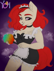 Size: 2300x3000 | Tagged: safe, artist:irinamar, oc, oc only, anthro, breasts, clothes, commission, female, high res, maid, solo, your character here