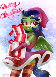 Size: 2200x3000 | Tagged: safe, artist:irinamar, oc, oc only, pegasus, anthro, christmas, high res, holiday, present, solo