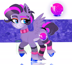 Size: 2200x2000 | Tagged: safe, artist:irinamar, oc, oc only, pegasus, pony, clothes, high res, leg warmers, solo, spiked wristband, spread wings, unshorn fetlocks, wings, wristband