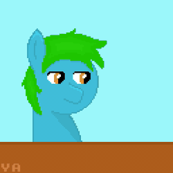 Size: 512x512 | Tagged: safe, artist:valuable ashes, oc, oc:technical writings, oc:valuable ashes, earth pony, pony, unicorn, animated, desk, gif, jar, lamp, paper, pencil, pixel art