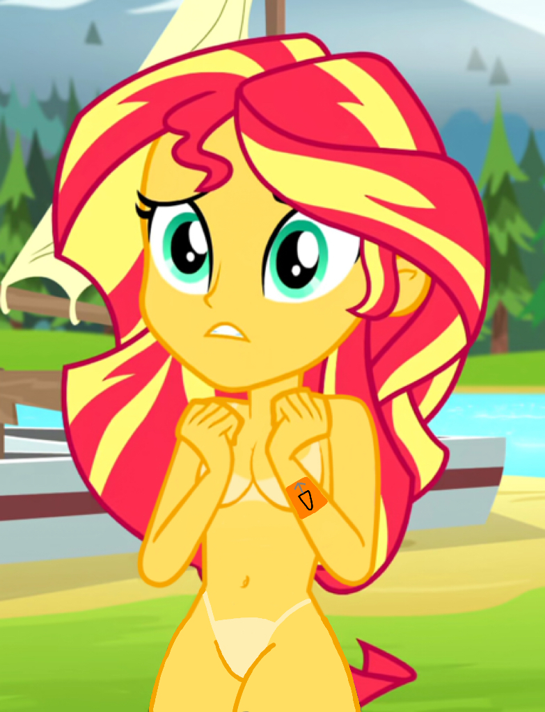 2925167 - artist needed, suggestive, edit, editor:sunsetfan123, sunset  shimmer, human, equestria girls, g4, my little pony equestria girls: legend  of everfree, belly button, breasts, camp everfree, female, grappling hook,  nude edit, nudity,