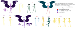 Size: 4348x1712 | Tagged: safe, artist:prettycelestia, fluttershy, gaea everfree, sci-twi, sunset shimmer, twilight sparkle, equestria girls, g4, base, crossed arms, four arms, fusion, looking at you, midnight sparkle, purple wings, simple background, six arms, smiling, white background, wings