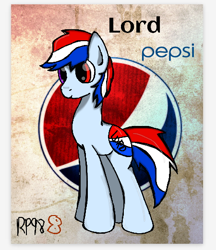 Size: 450x522 | Tagged: safe, artist:holomouse, oc, oc only, oc:lord pepsi, earth pony, pony, earth pony oc, male, pepsi, soda, solo