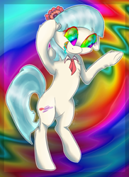 Size: 853x1170 | Tagged: safe, artist:holomouse, coco pommel, earth pony, pony, g4, drugs, female, psychedelic, solo