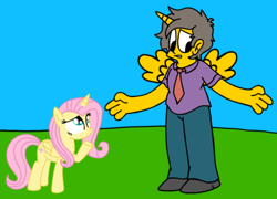 Size: 694x500 | Tagged: safe, artist:haileykitty69, fluttershy, alicorn, human, pegasus, g4, alicornified, crossover, fluttercorn, male, race swap, seymour skinner, the simpsons