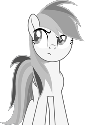 Size: 2179x3207 | Tagged: safe, artist:josephlu2021, oc, oc only, oc:gray awesome dash, pegasus, pony, female, fixed, folded wings, high res, monochrome, pegasus oc, pony oc, reupload, simple background, solo, transparent background, unamused, wings