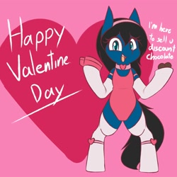 Size: 2000x2000 | Tagged: safe, artist:rice, oc, oc only, oc:blue pone, earth pony, pony, bipedal, chocolate, choker, clothes, food, high res, holiday, leotard, solo, stockings, thigh highs, valentine's day